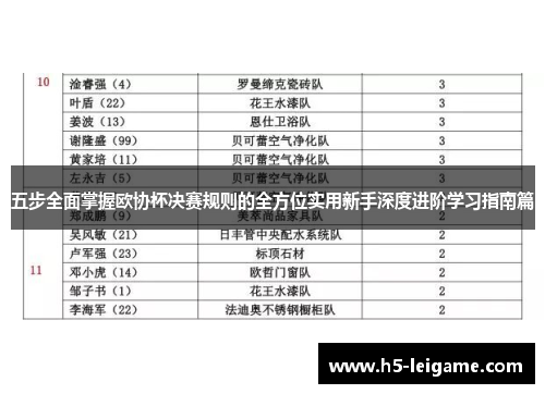 五步全面掌握欧协杯决赛规则的全方位实用新手深度进阶学习指南篇 五步全面掌握欧协杯决赛规则的全方位实用新手深度进阶学习指南篇